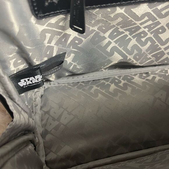 LOUNGEFLY STAR WARS STORMTROOPER SMALL DOME SATCHEL BLACK &WHITE PATENT. - Picture 13 of 15